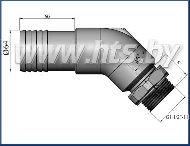 Патрубок всасывания 45° G1 1/2