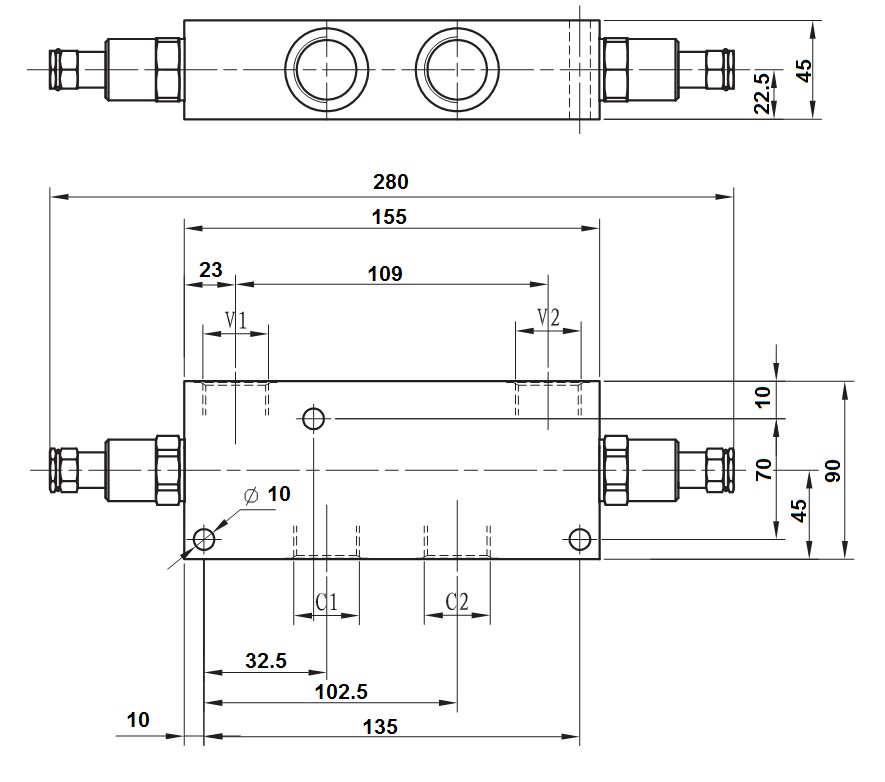 Клапан тормозной (контрбалансный) двухсторонний HOW-3/4-120 (120 l/min) купить в Беларуси 