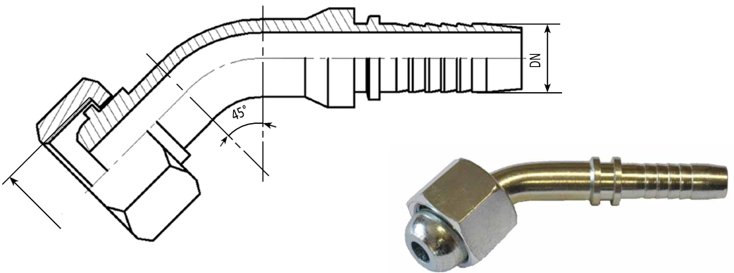 Фитинги DK45 углового исполнения 45°