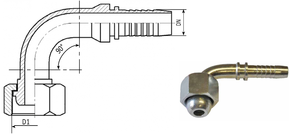 Фитинги DK90 углового исполнения 90°