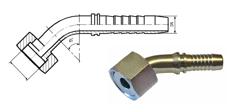 Фитинги ORFS45 углового исполнения 45°